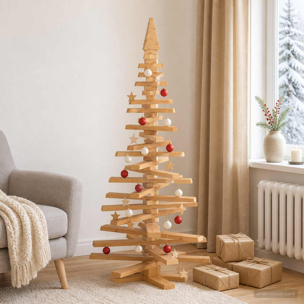 vidaXL Drewniana choinka KOTKA 150 cm Lite drewno sosnowe