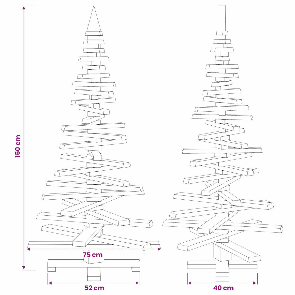 vidaXL Drewniana choinka KOTKA 150 cm Lite drewno sosnowe