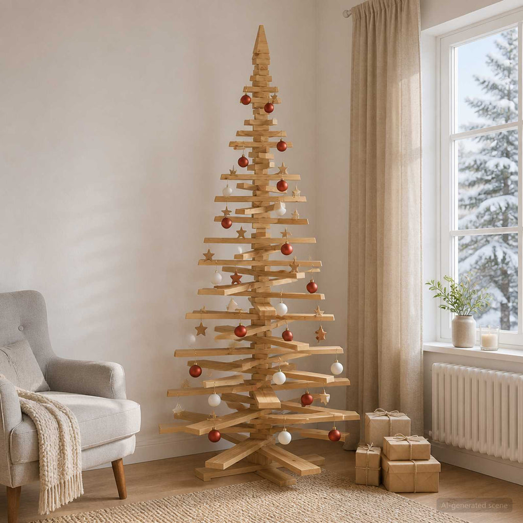vidaXL Drewniana choinka KOTKA 210 cm Lite drewno sosnowe