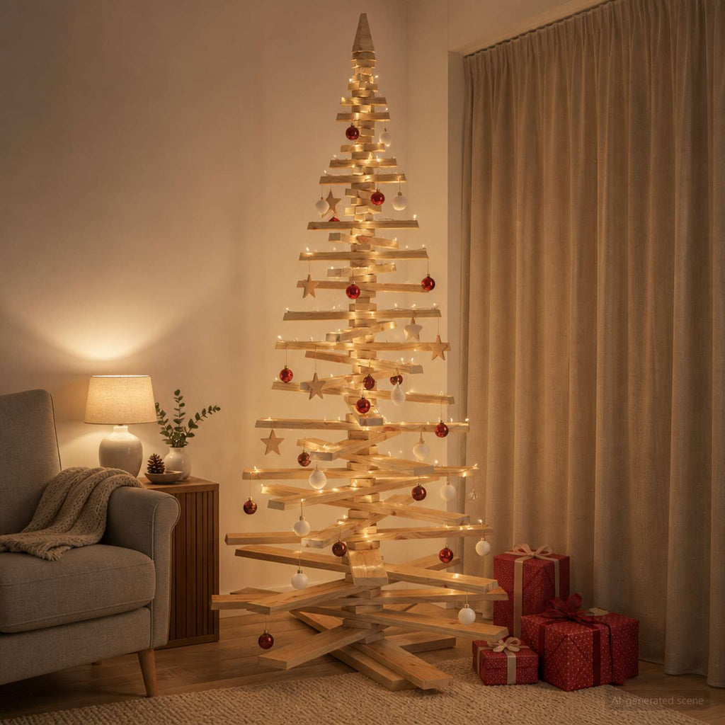 vidaXL Drewniana choinka KOTKA 210 cm Lite drewno sosnowe