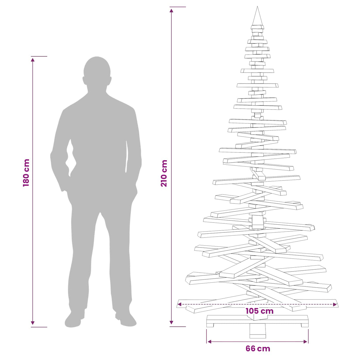 vidaXL Drewniana choinka KOTKA 210 cm Lite drewno sosnowe