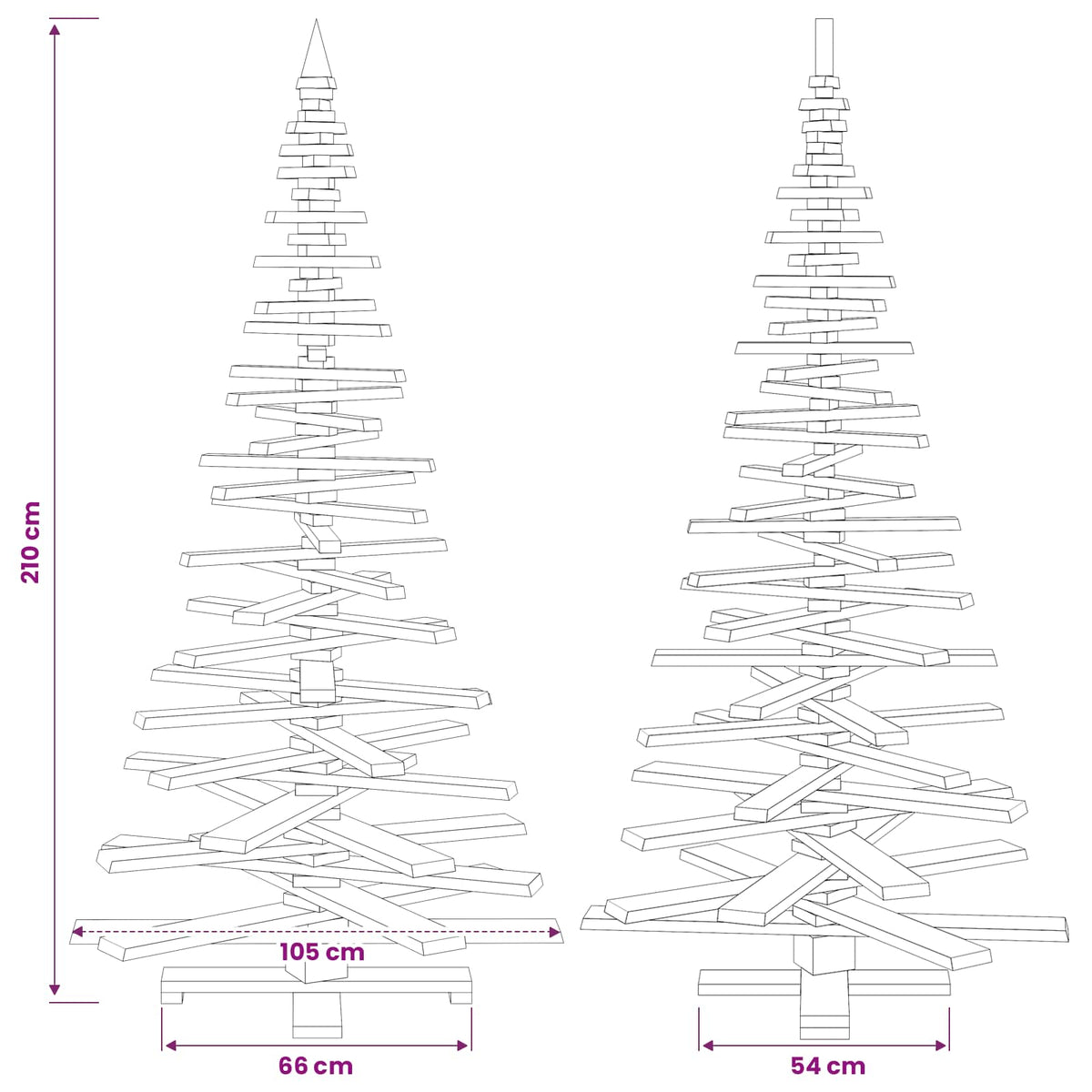 vidaXL Drewniana choinka KOTKA 210 cm Lite drewno sosnowe