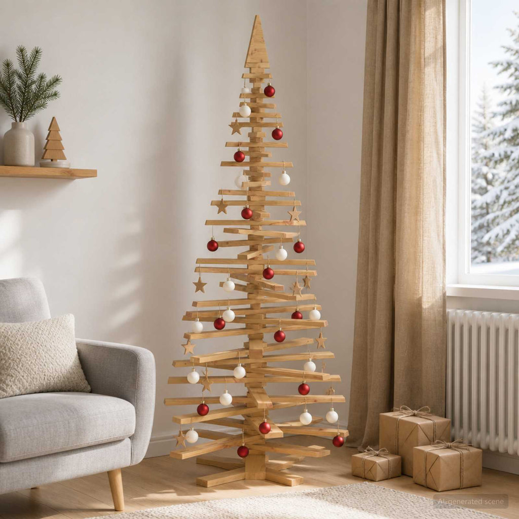 vidaXL Drewniana choinka KOTKA 240 cm Lite drewno sosnowe