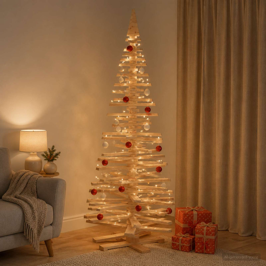 vidaXL Drewniana choinka KOTKA 240 cm Lite drewno sosnowe