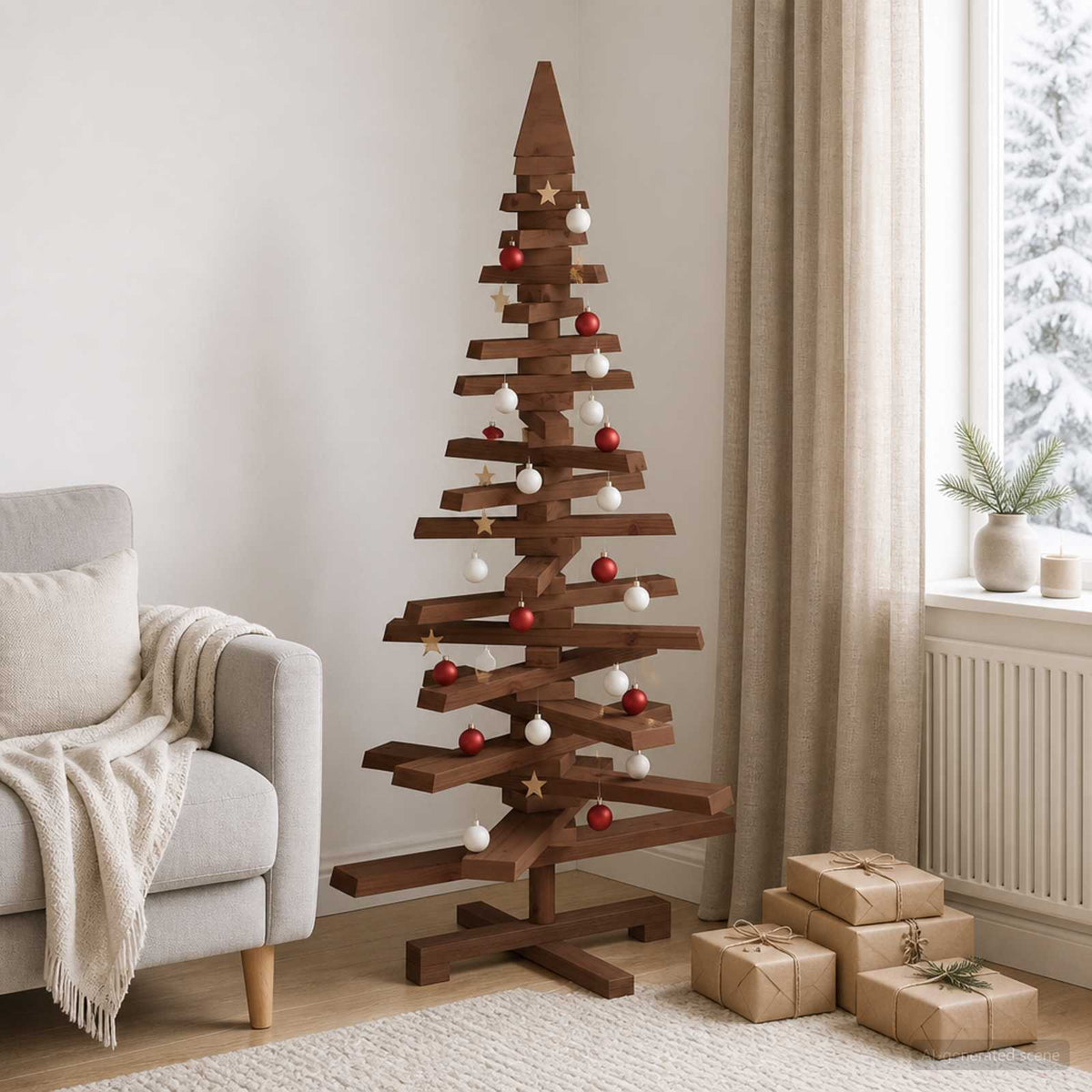 vidaXL Drewniana choinka KOTKA 120 cm Lite drewno sosnowe
