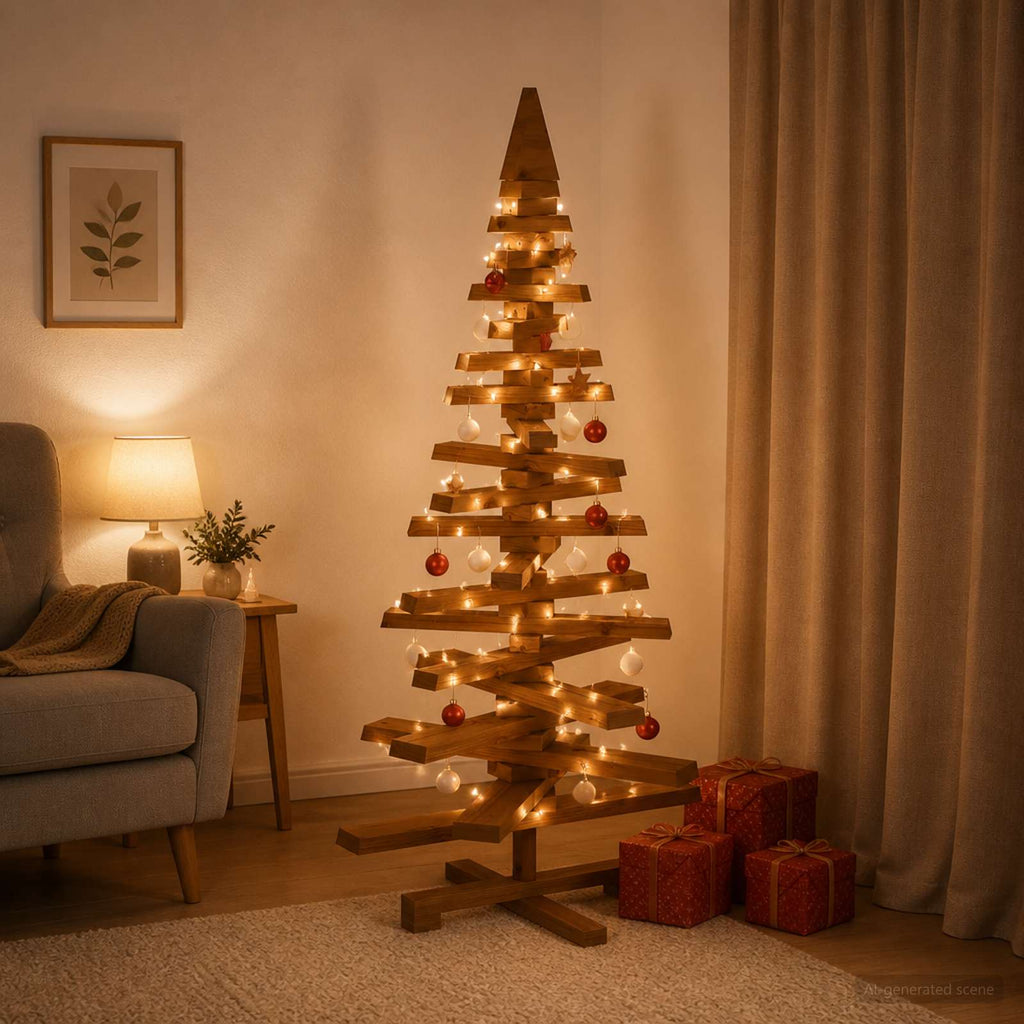 vidaXL Drewniana choinka KOTKA 120 cm Lite drewno sosnowe