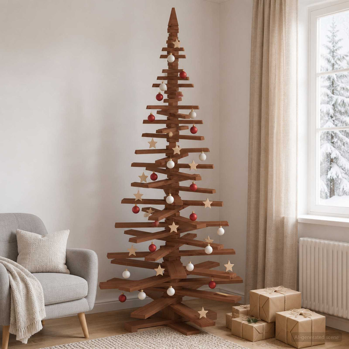 vidaXL Drewniana choinka KOTKA 210 cm Lite drewno sosnowe