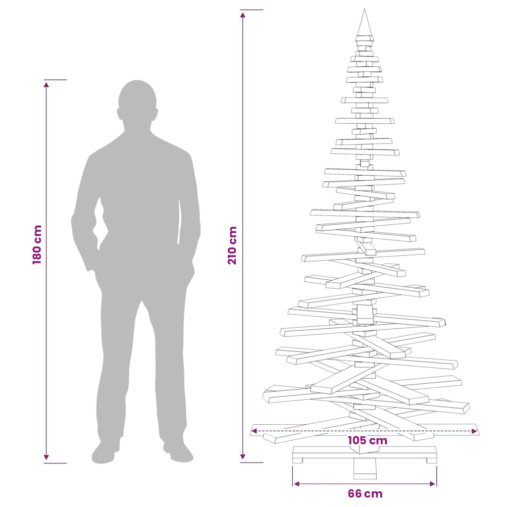 vidaXL Drewniana choinka KOTKA 210 cm Lite drewno sosnowe