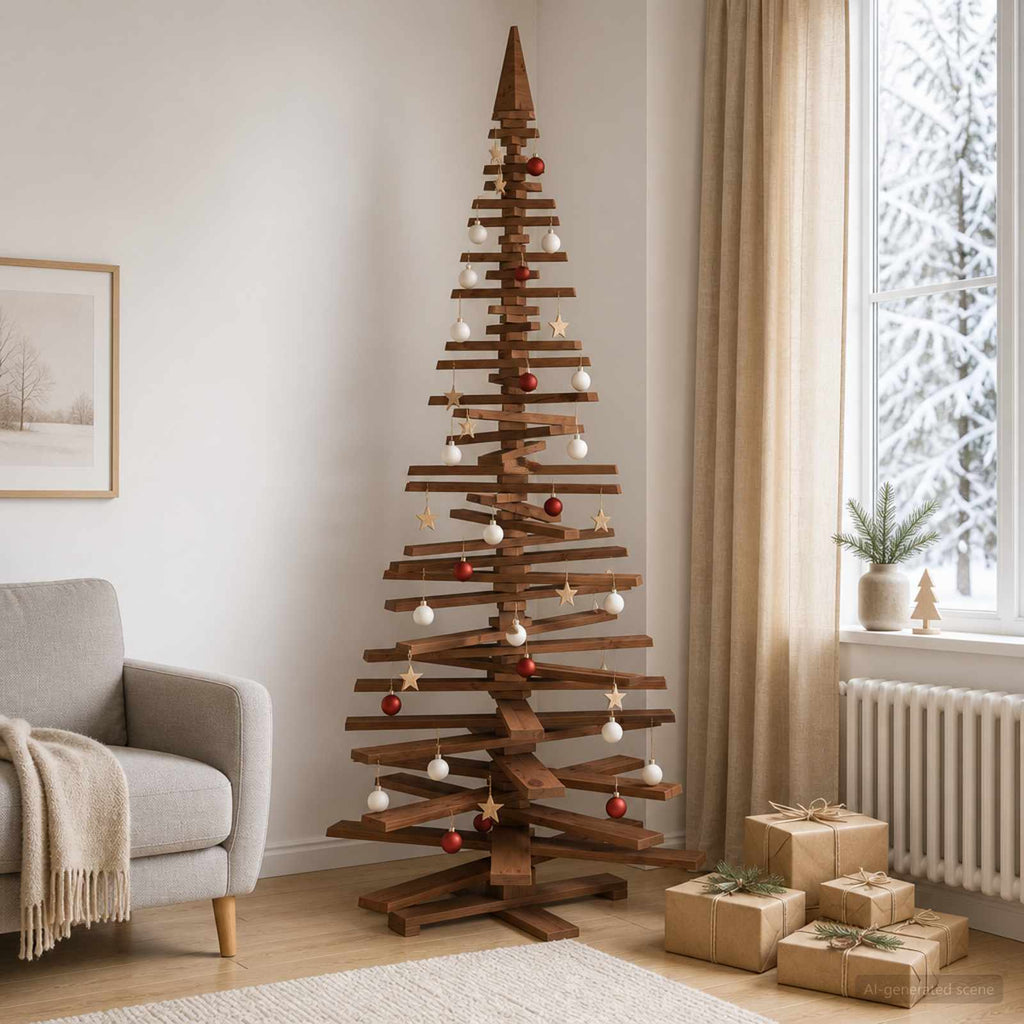 vidaXL Drewniana choinka KOTKA 240 cm Lite drewno sosnowe