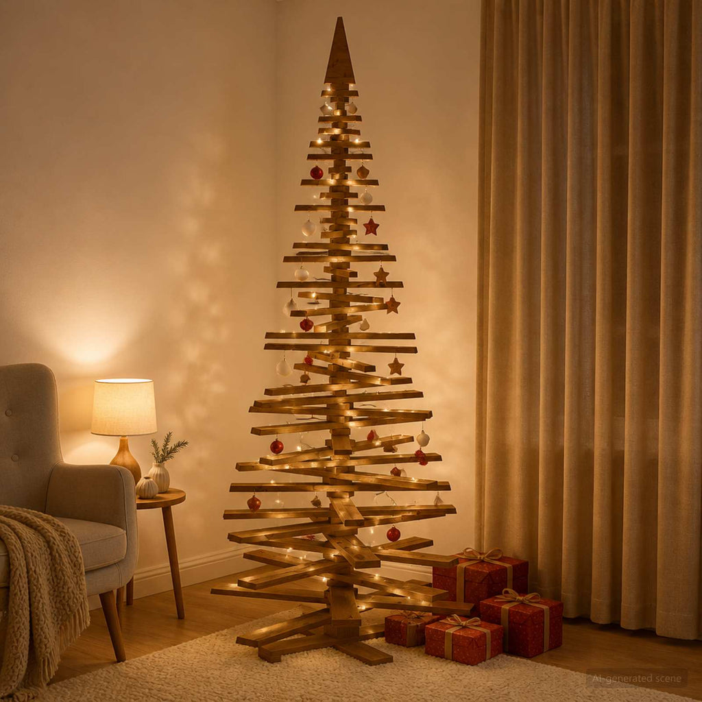 vidaXL Drewniana choinka KOTKA 240 cm Lite drewno sosnowe
