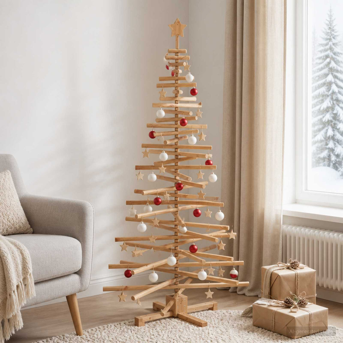 vidaXL Drewniana choinka KOTKA 180 cm Lite drewno sosnowe