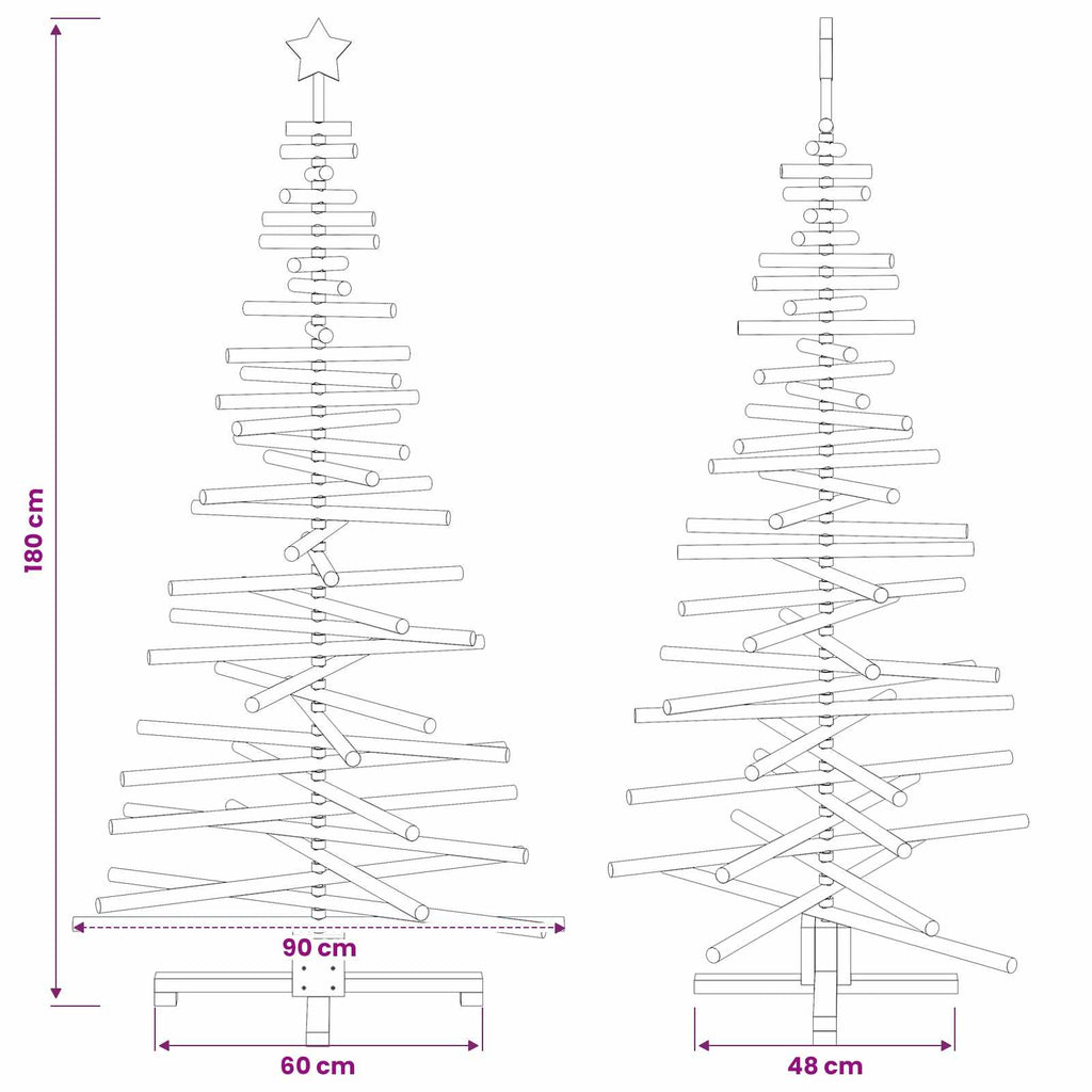 vidaXL Drewniana choinka KOTKA 180 cm Lite drewno sosnowe