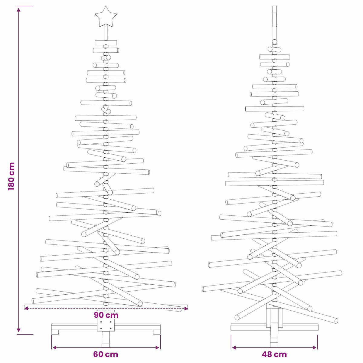vidaXL Drewniana choinka KOTKA 180 cm Lite drewno sosnowe