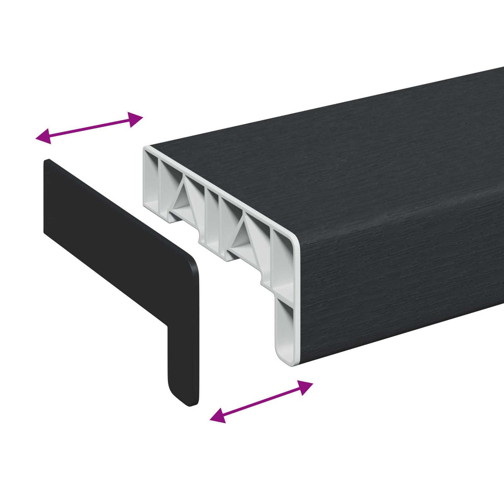 vidaXL Parapet okienny Antracyt z drewnianą strukturą PVC