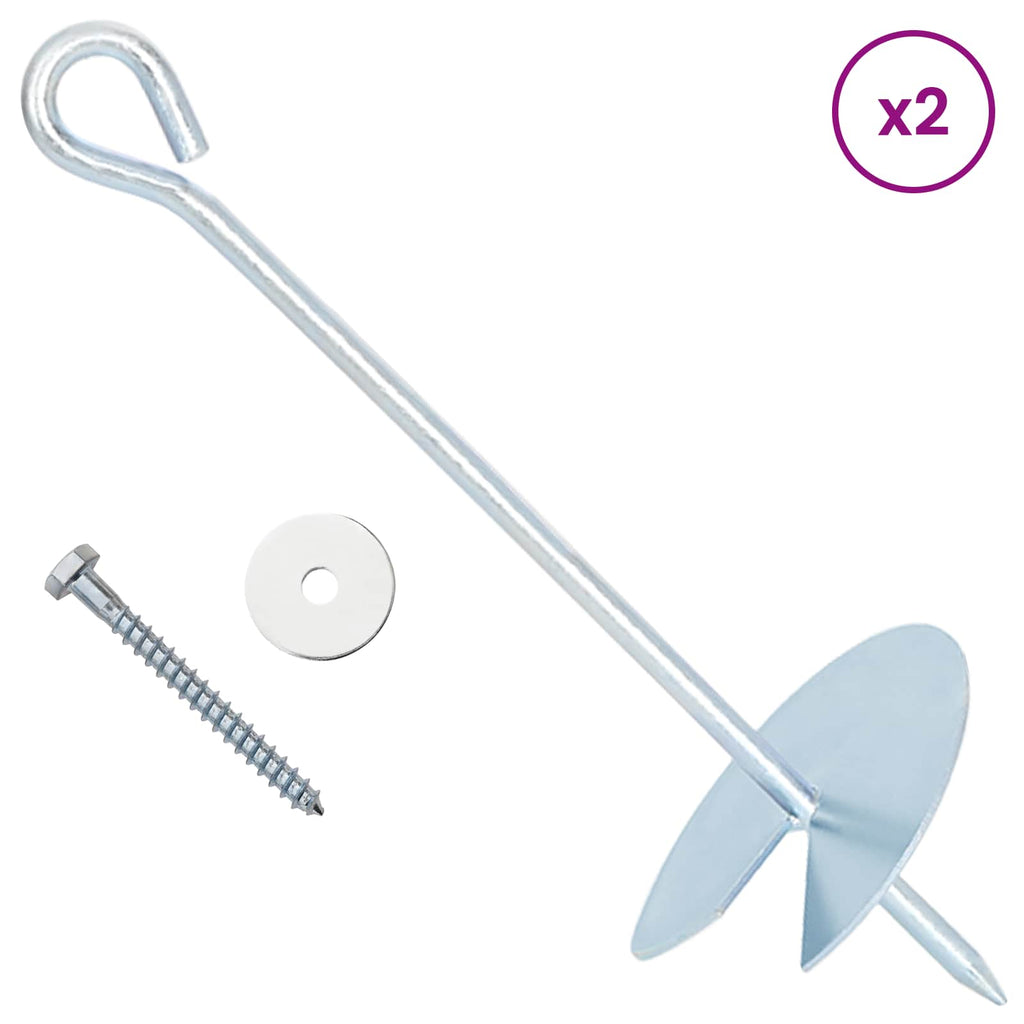 vidaXL Kotwa ziemna 2 pcs srebrny Ø10 x 30 cm Galwanizowany metal