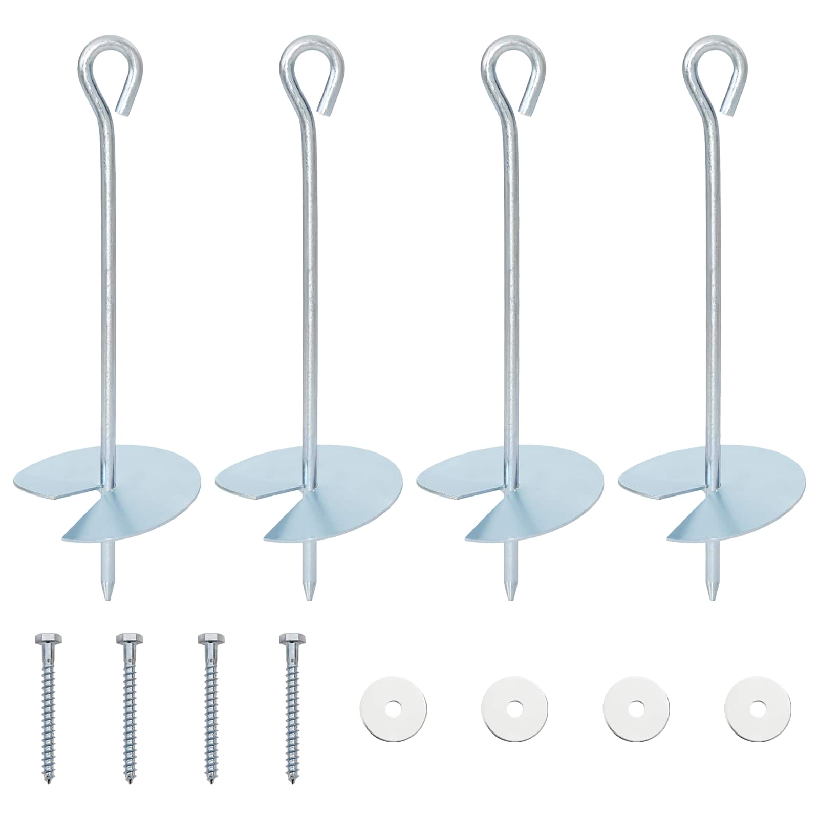 vidaXL Kotwa ziemna 4 pcs srebrny Ø10 x 30 cm Galwanizowany metal