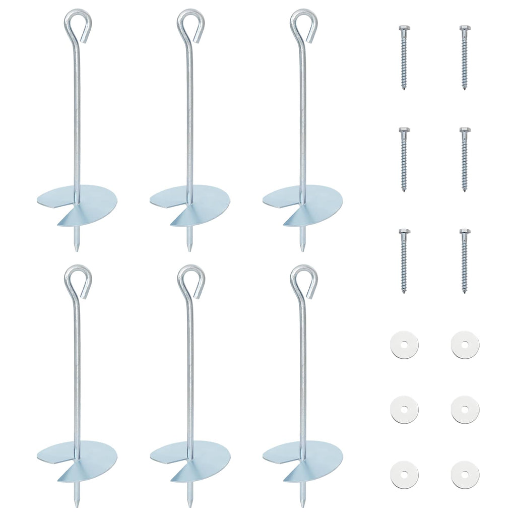vidaXL Kotwa ziemna 6 pcs srebrny Ø10 x 30 cm Galwanizowany metal