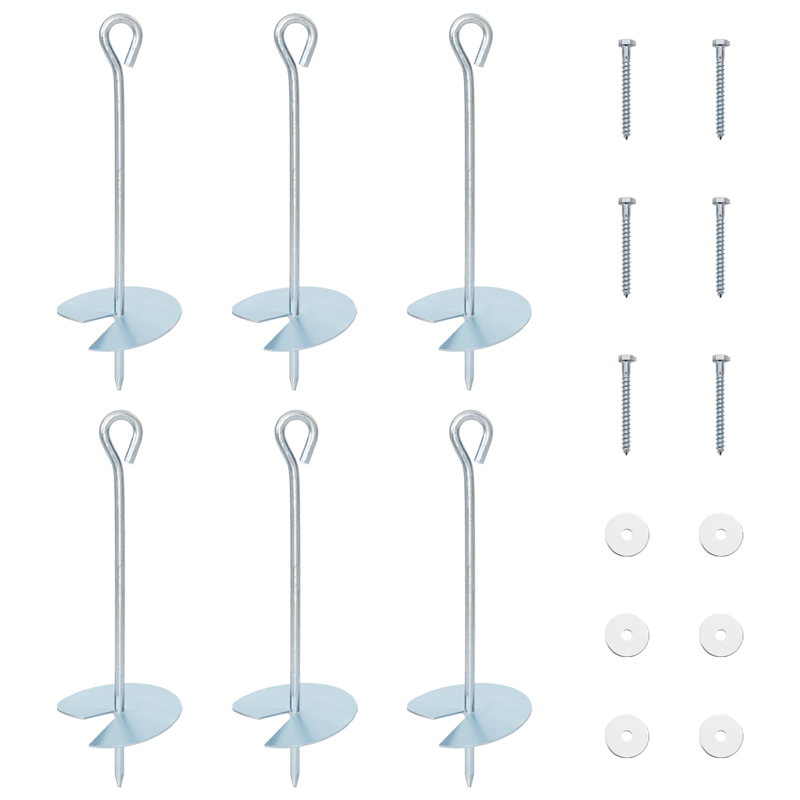 vidaXL Kotwa ziemna 6 pcs srebrny Ø10 x 30 cm Galwanizowany metal