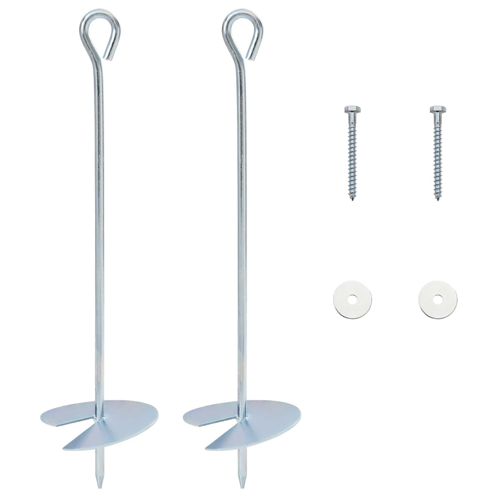 vidaXL Kotwa ziemna 2 pcs srebrny Ø10 x 40 cm Galwanizowany metal