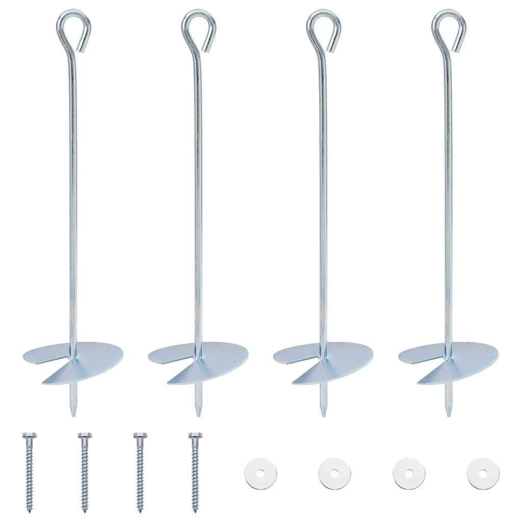 vidaXL Kotwa ziemna 4 pcs srebrny Ø10 x 40 cm Galwanizowany metal