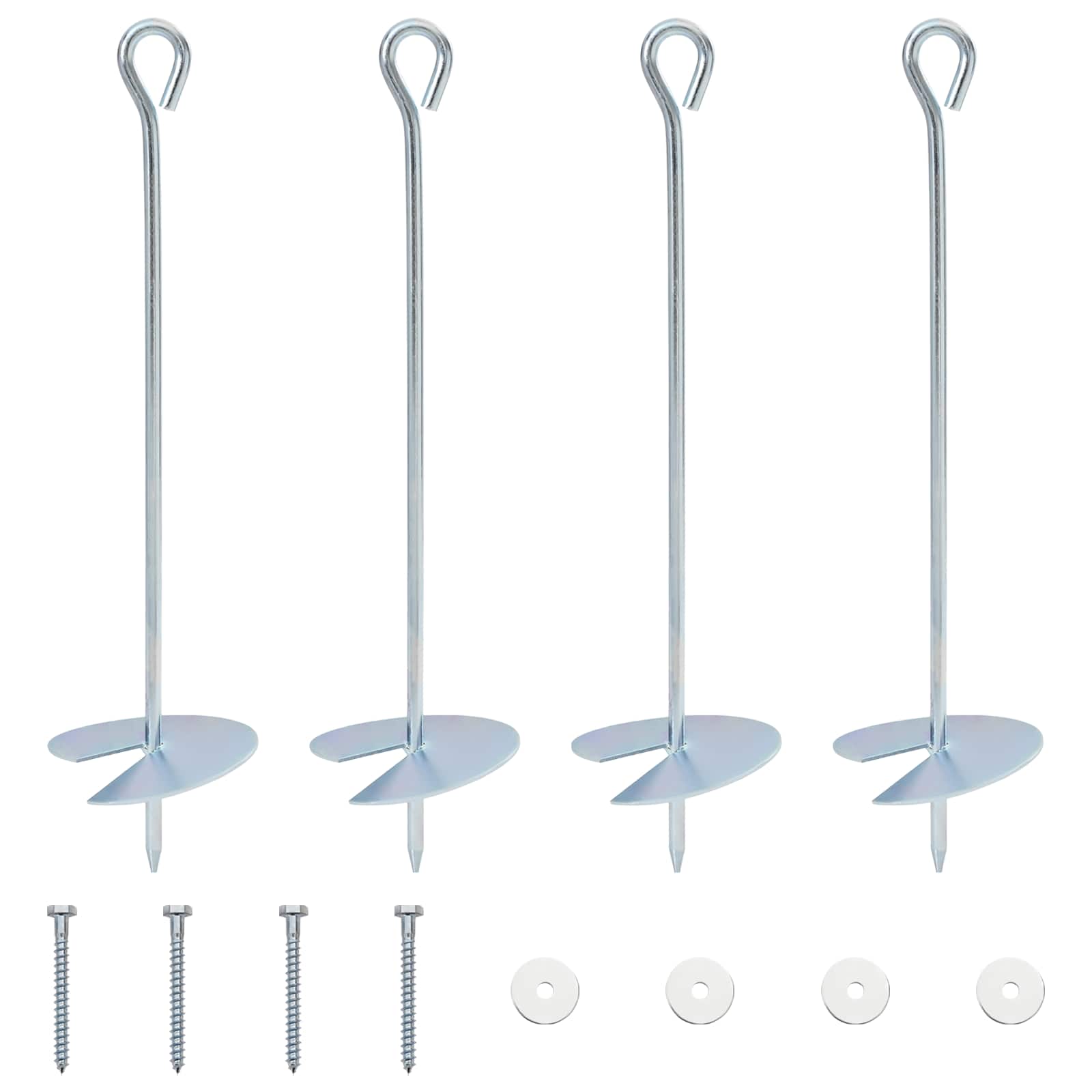vidaXL Kotwa ziemna 4 pcs srebrny Ø10 x 40 cm Galwanizowany metal