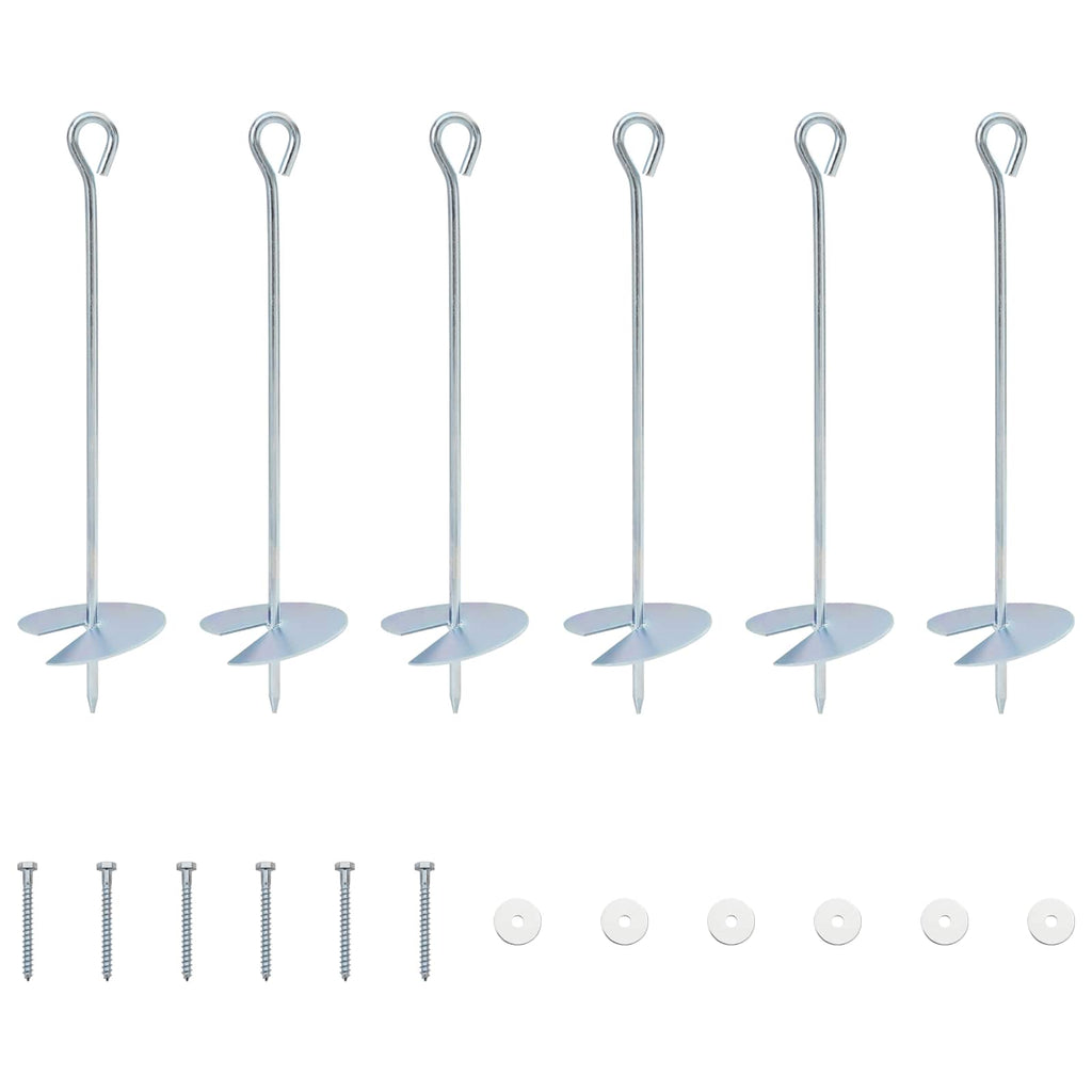 vidaXL Kotwa ziemna 6 pcs srebrny Ø10 x 40 cm Galwanizowany metal
