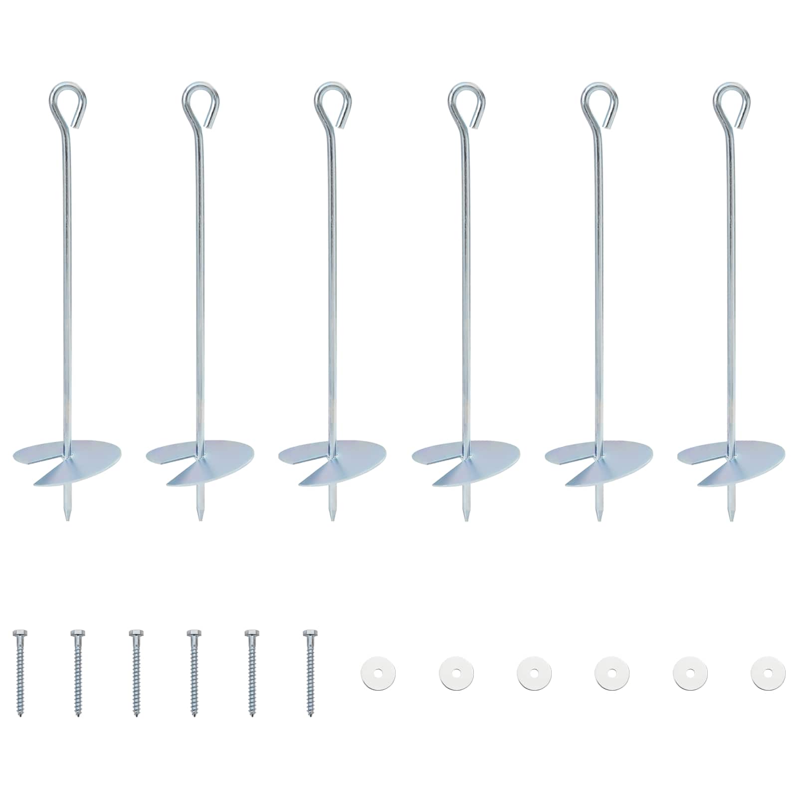 vidaXL Kotwa ziemna 6 pcs srebrny Ø10 x 40 cm Galwanizowany metal