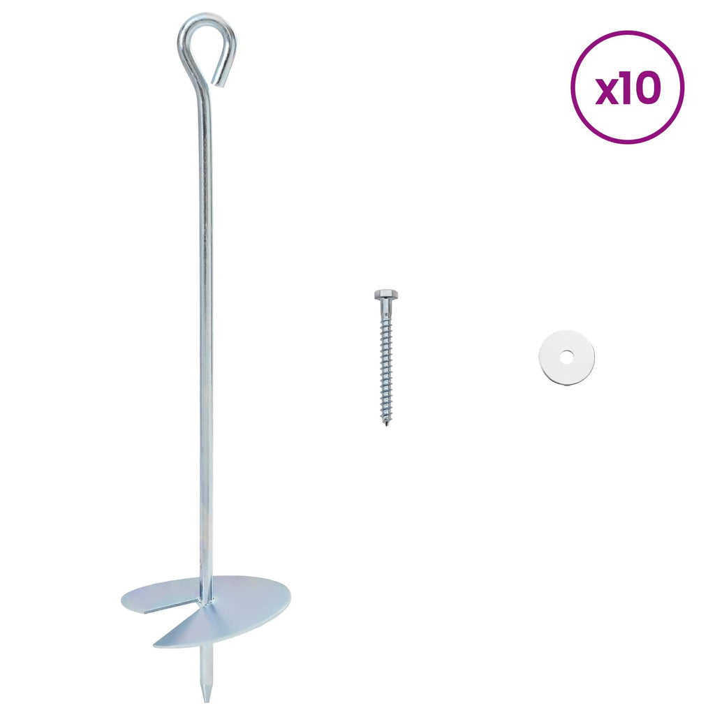 vidaXL Kotwa ziemna 10 pcs srebrny Ø10 x 40 cm Galwanizowany metal