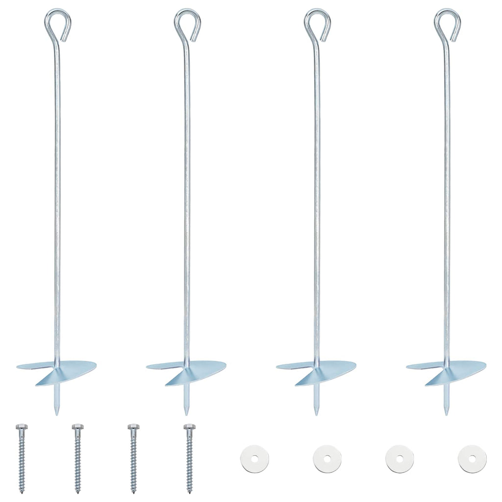vidaXL Kotwa ziemna 4 pcs srebrny Ø10 x 50 cm Galwanizowany metal