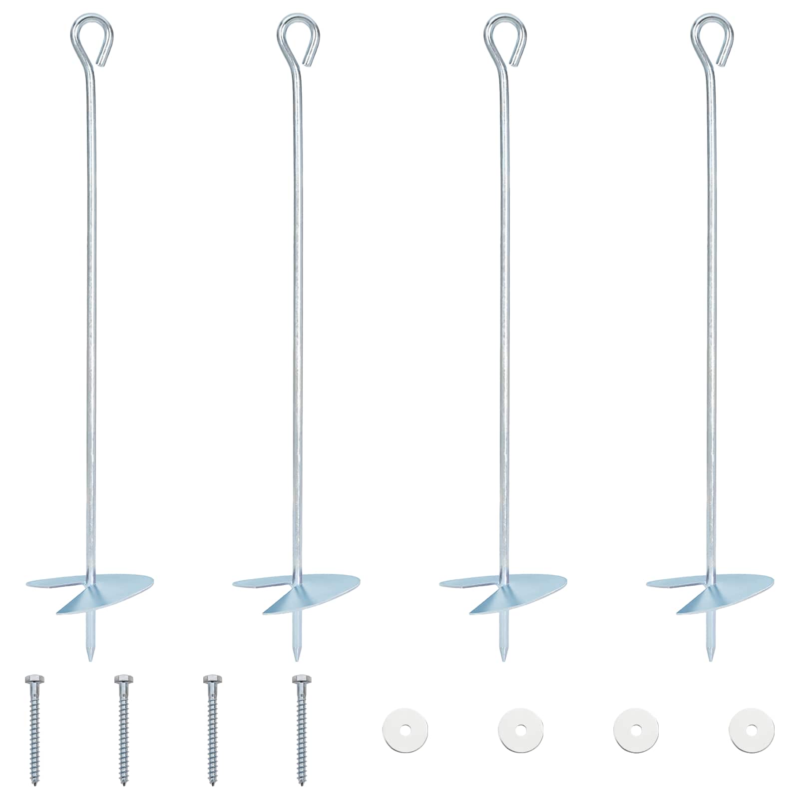 vidaXL Kotwa ziemna 4 pcs srebrny Ø10 x 50 cm Galwanizowany metal