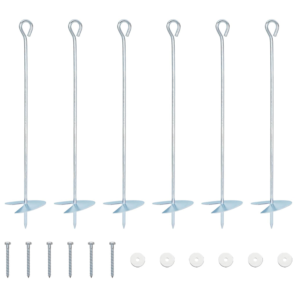 vidaXL Kotwa ziemna 6 pcs srebrny Ø10 x 50 cm Galwanizowany metal