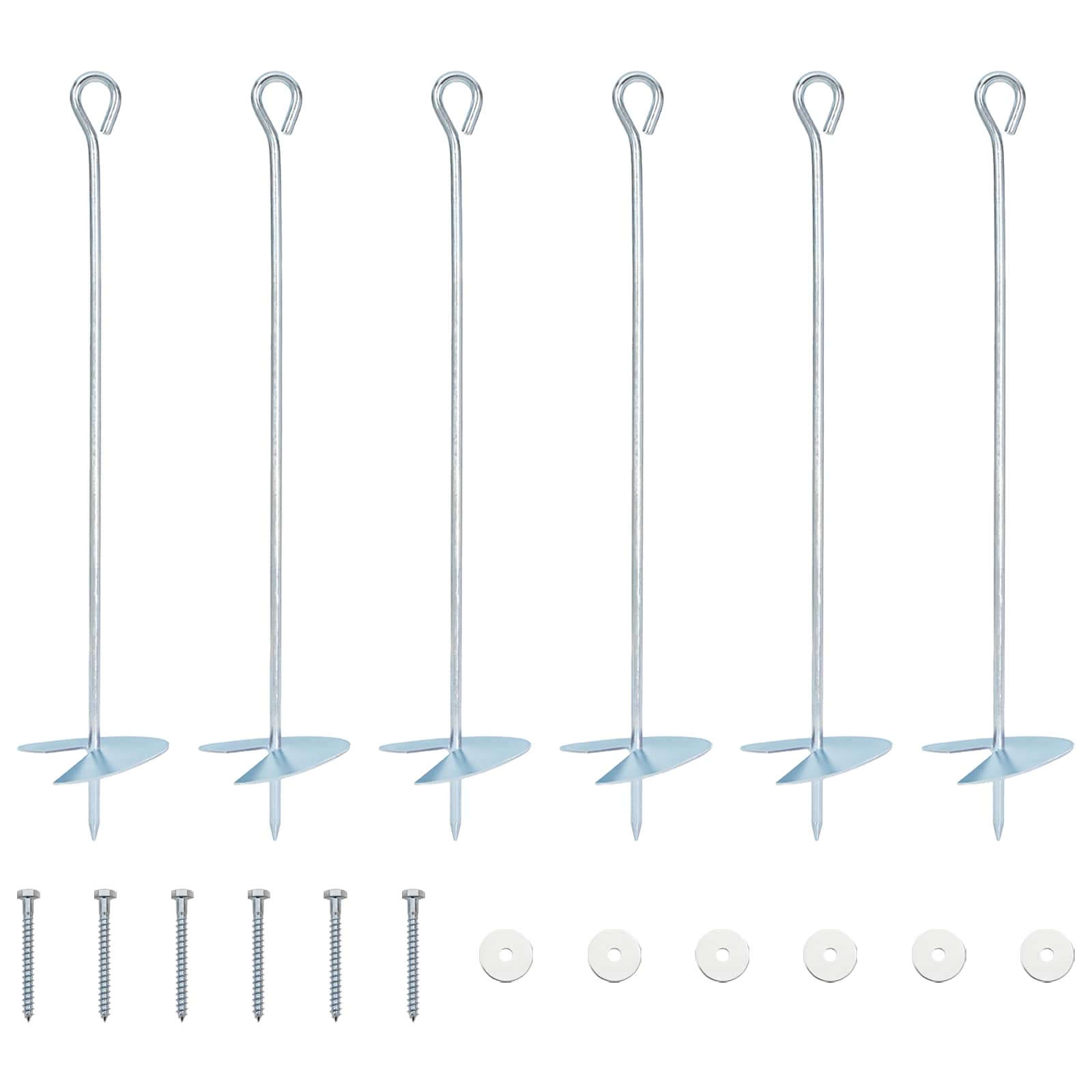 vidaXL Kotwa ziemna 6 pcs srebrny Ø10 x 50 cm Galwanizowany metal