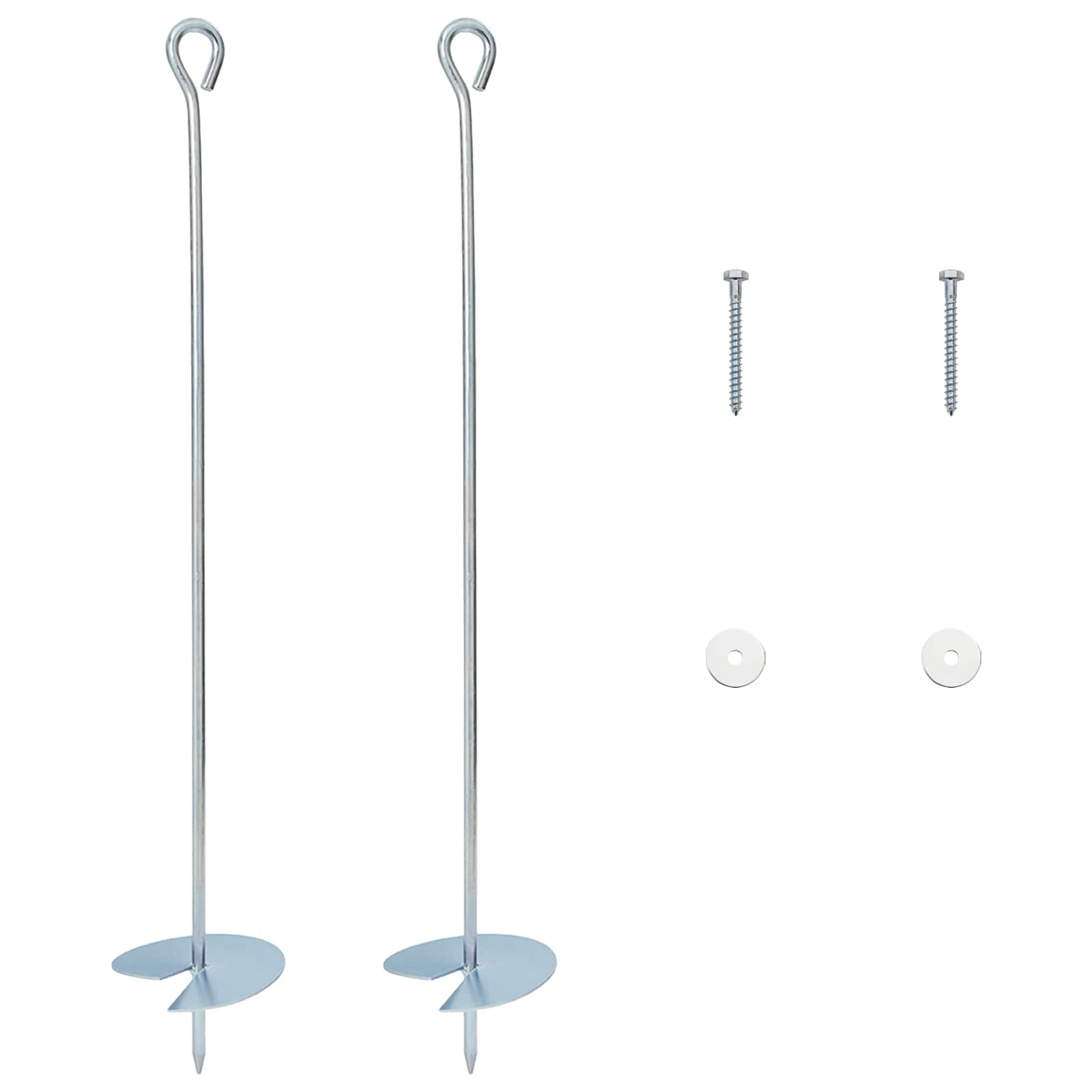 vidaXL Kotwa ziemna 2 pcs srebrny Ø10 x 60 cm Galwanizowany metal