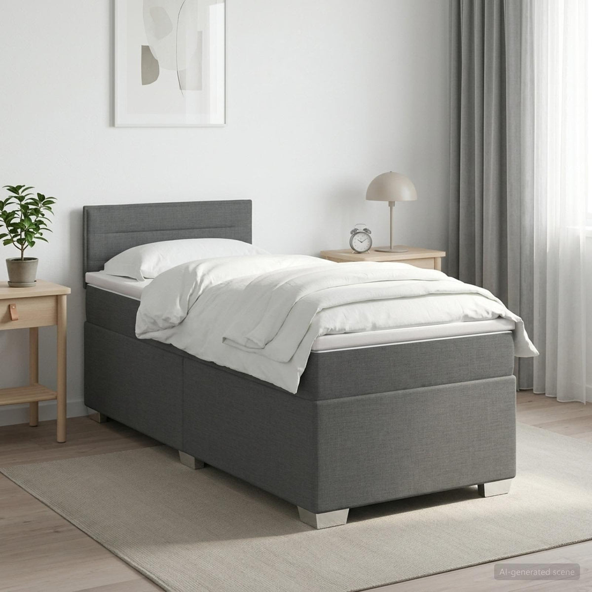 vidaXL Łóżko kontynentalne z materacem ciemnoszary 90 x 190 cm tkanina