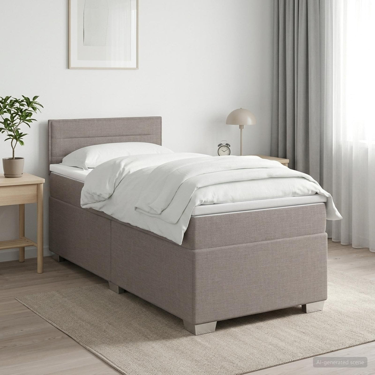 vidaXL Łóżko kontynentalne z materacem Ciemnoszary 90 x 190 cm tkanina
