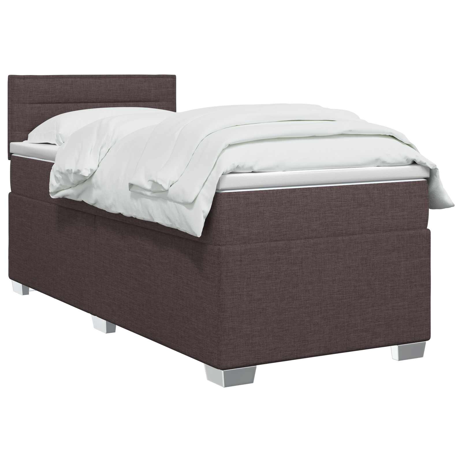 vidaXL Łóżko kontynentalne z materacem Ciemny brąz 90 x 190 cm tkanina
