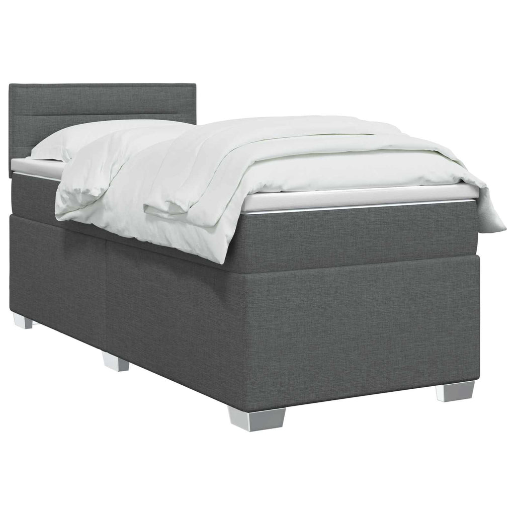 vidaXL Łóżko kontynentalne z materacem ciemnoszary 90 x 200 cm tkanina