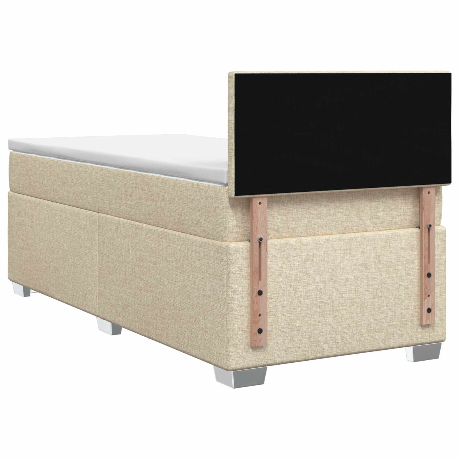vidaXL Łóżko kontynentalne z materacem kremowy 90 x 200 cm tkanina