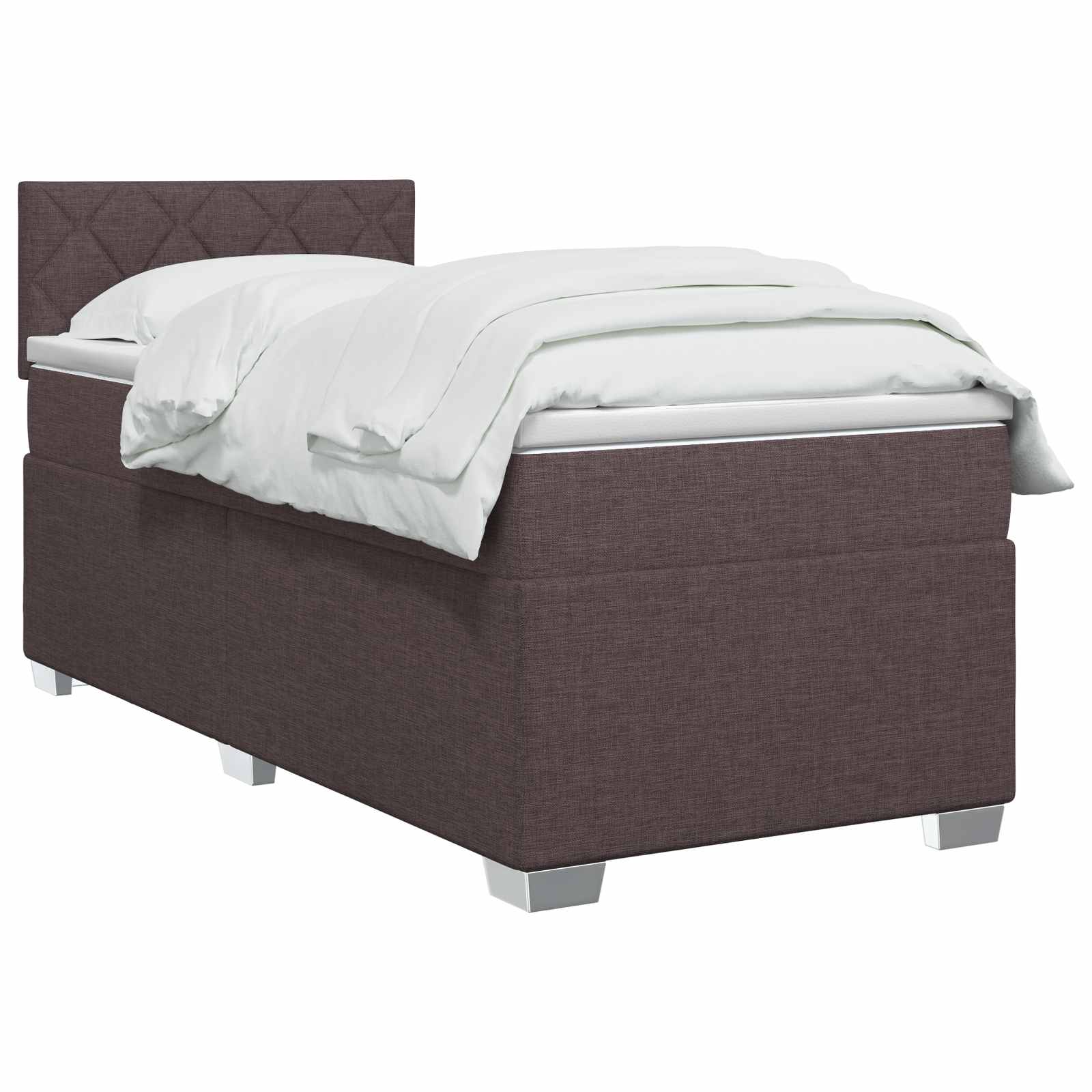 vidaXL Łóżko kontynentalne z materacem Ciemny brąz 90 x 200 cm tkanina