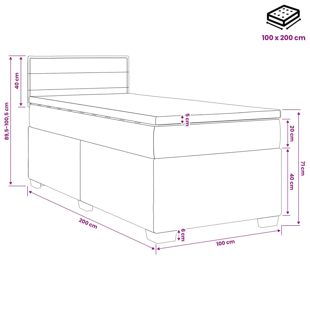 vidaXL Łóżko kontynentalne z materacem Ciemny brąz 100 x 200 cm