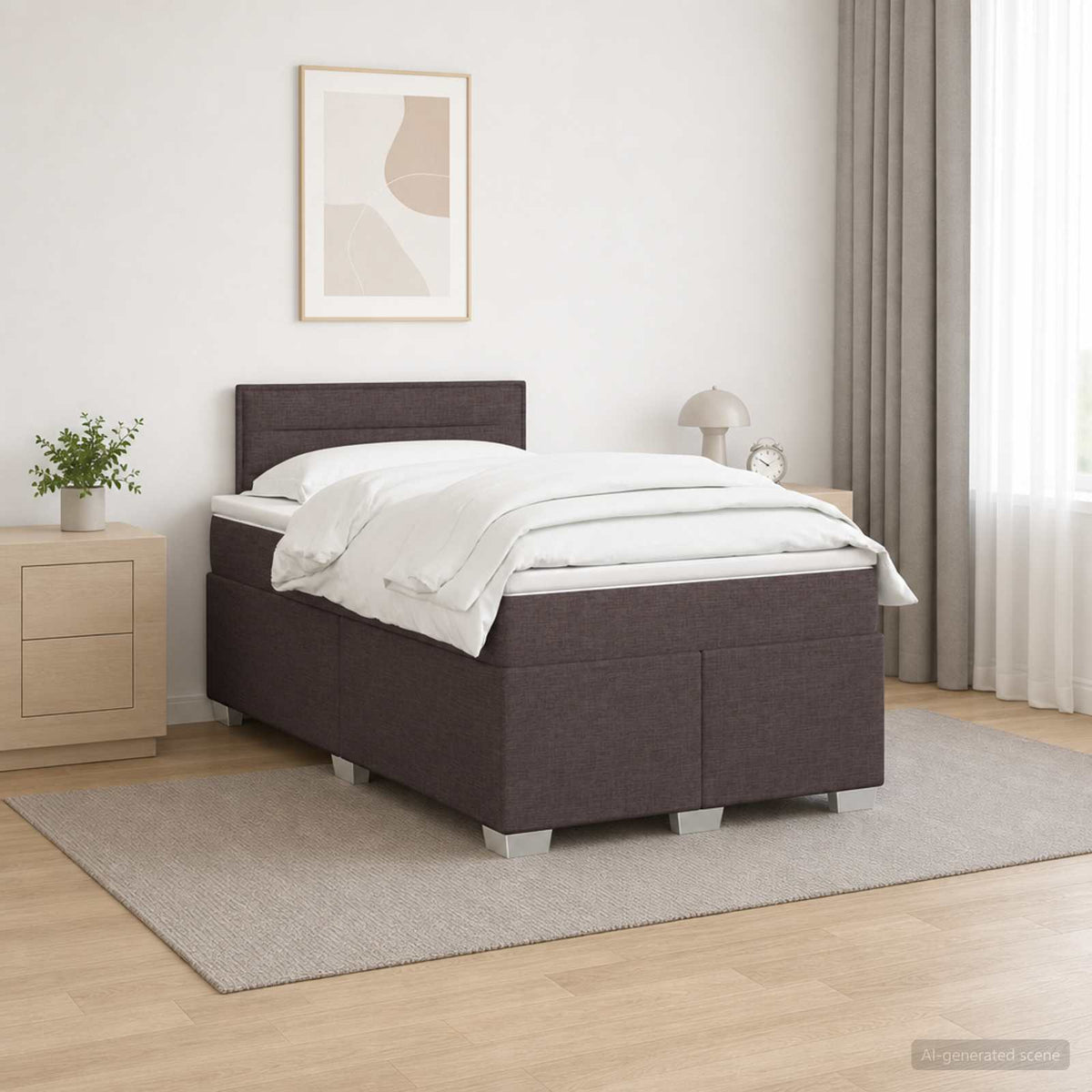 vidaXL Łóżko kontynentalne z materacem Ciemny brąz 120 x 190 cm