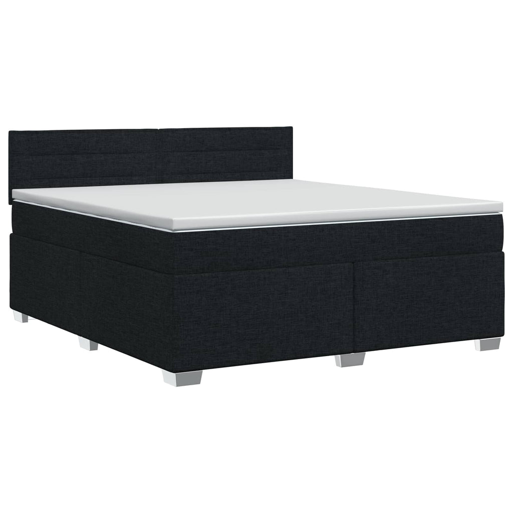 vidaXL Łóżko kontynentalne z materacem Czarny 140 x 190 cm tkanina