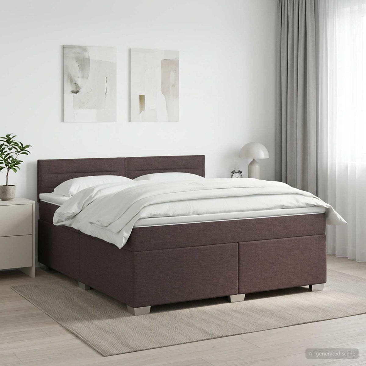 vidaXL Łóżko kontynentalne z materacem Ciemny brąz 140 x 190 cm
