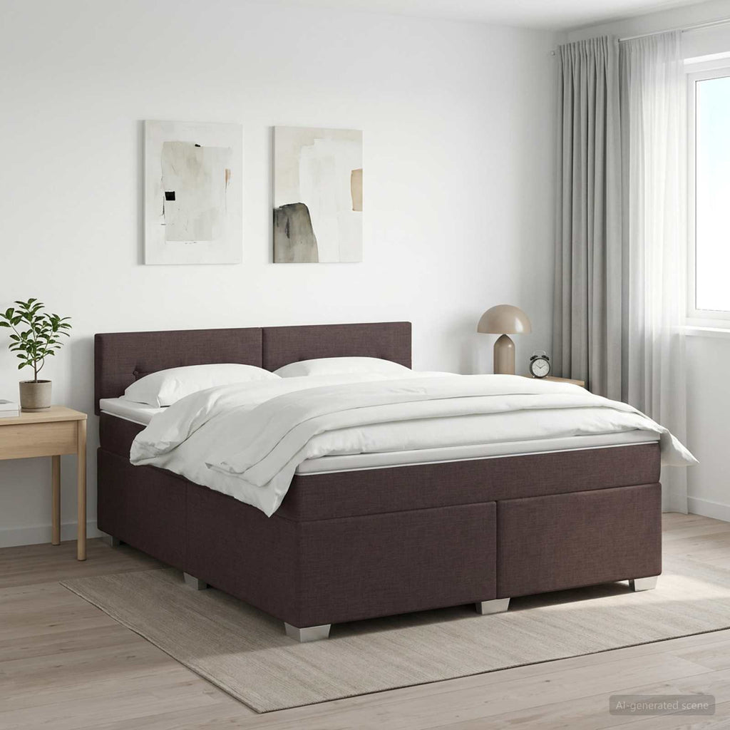 vidaXL Łóżko kontynentalne z materacem Ciemny brąz 180 x 200 cm