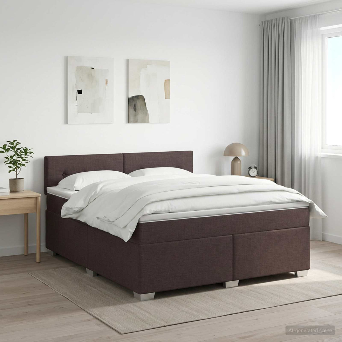vidaXL Łóżko kontynentalne z materacem Ciemny brąz 180 x 200 cm