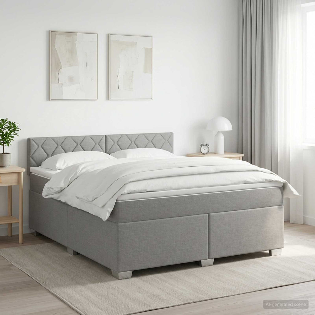 vidaXL Łóżko kontynentalne z materacem jasnoszary 140 x 200 cm tkanina