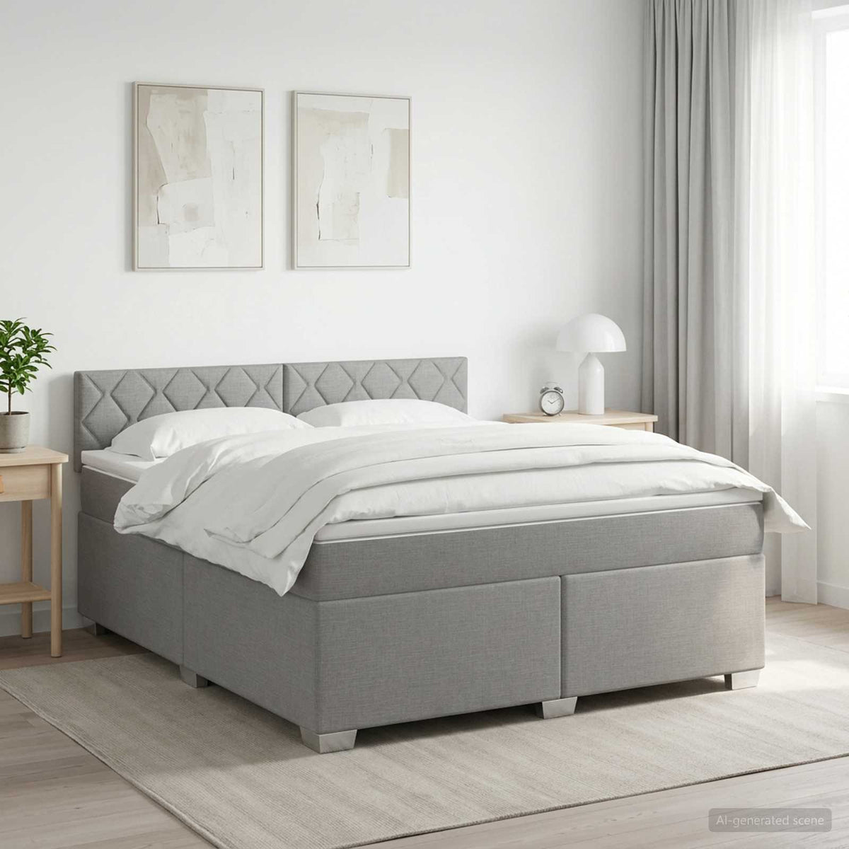 vidaXL Łóżko kontynentalne z materacem jasnoszary 140 x 200 cm tkanina