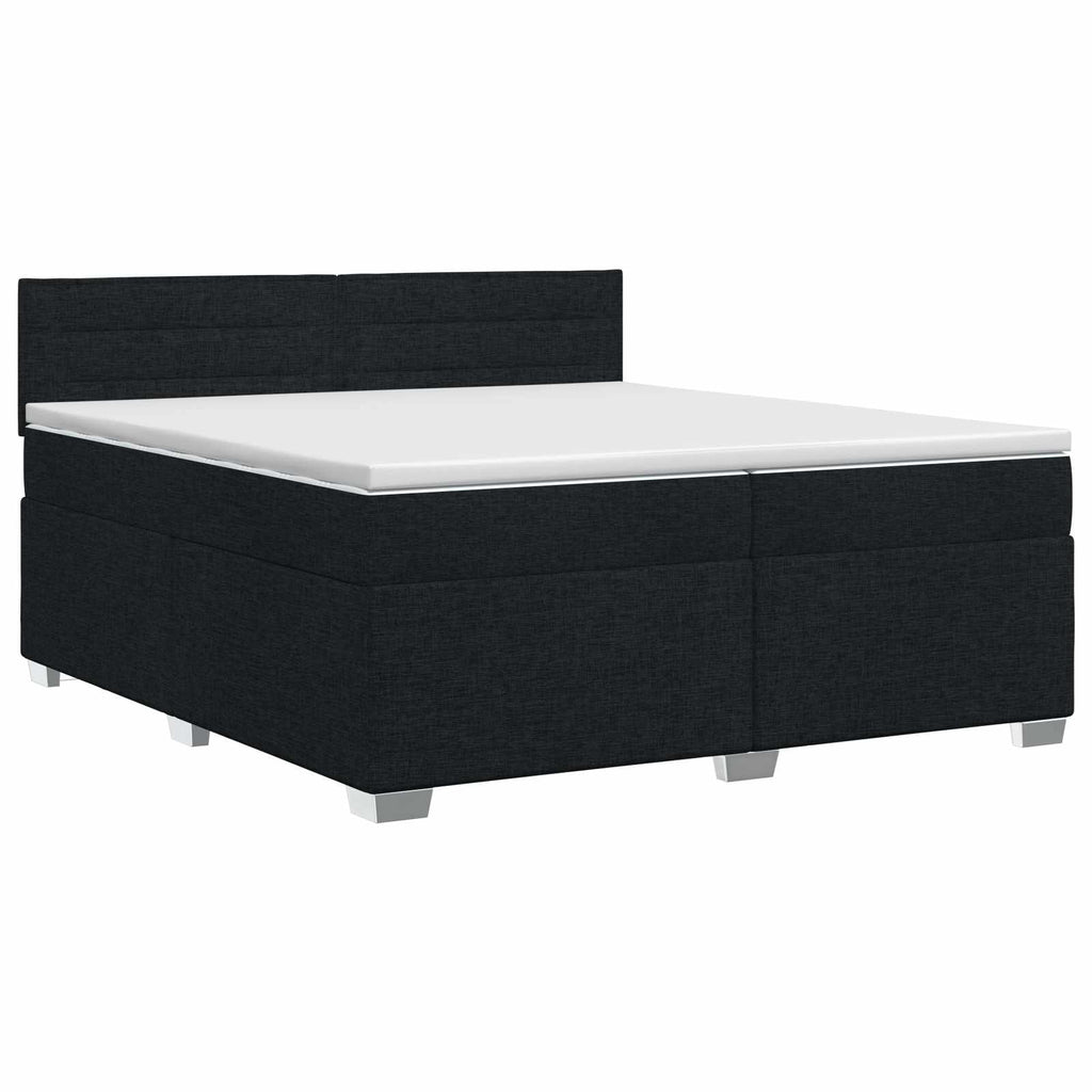 vidaXL Łóżko kontynentalne z materacem Czarny 200 x 200 cm tkanina