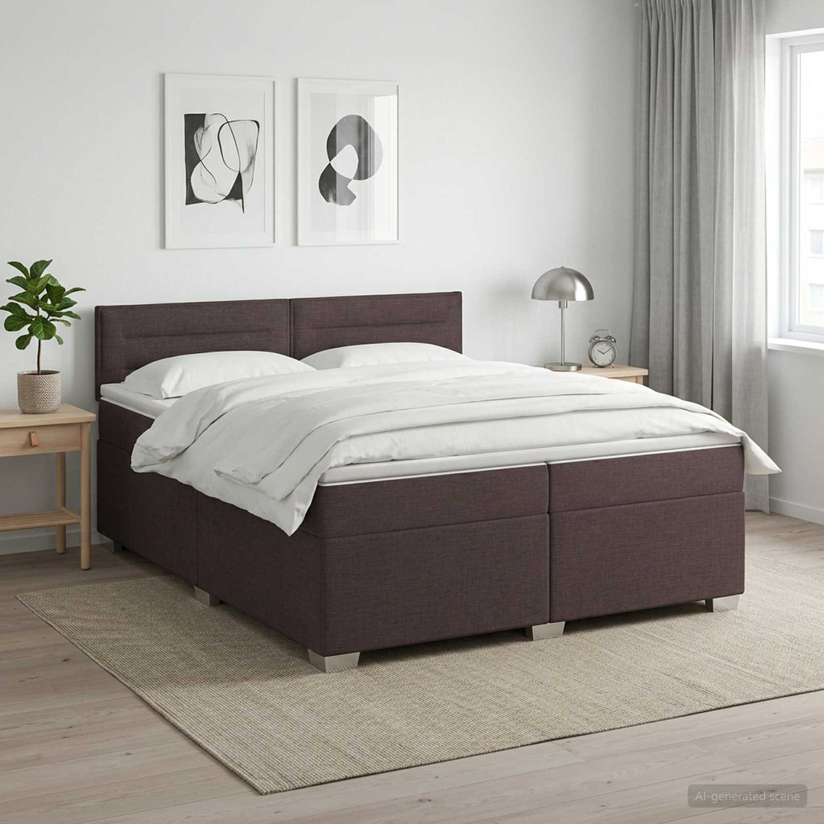 vidaXL Łóżko kontynentalne z materacem Ciemny brąz 200 x 200 cm