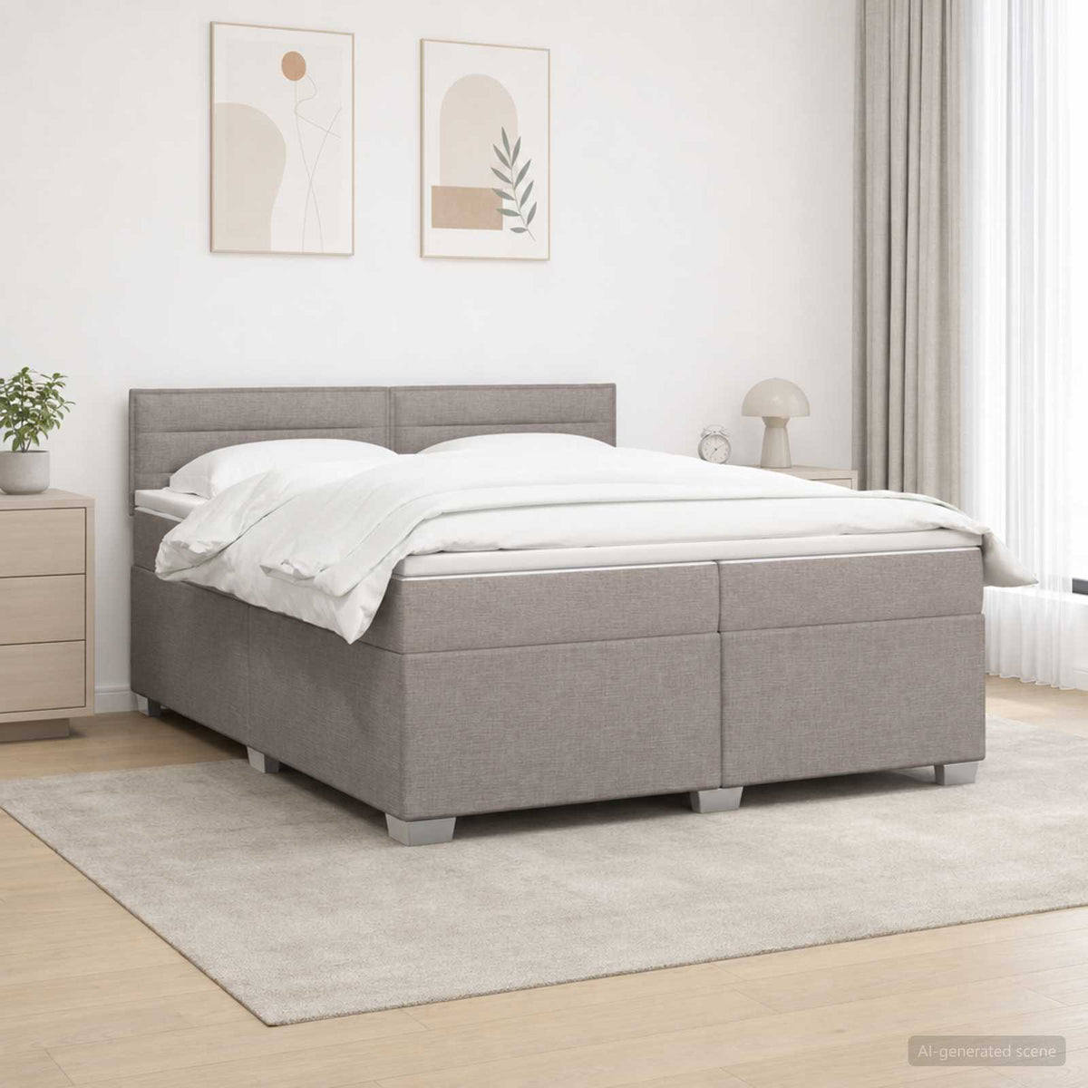 vidaXL Łóżko kontynentalne z materacem Ciemnoszary 200 x 200 cm